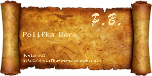 Polifka Bere névjegykártya